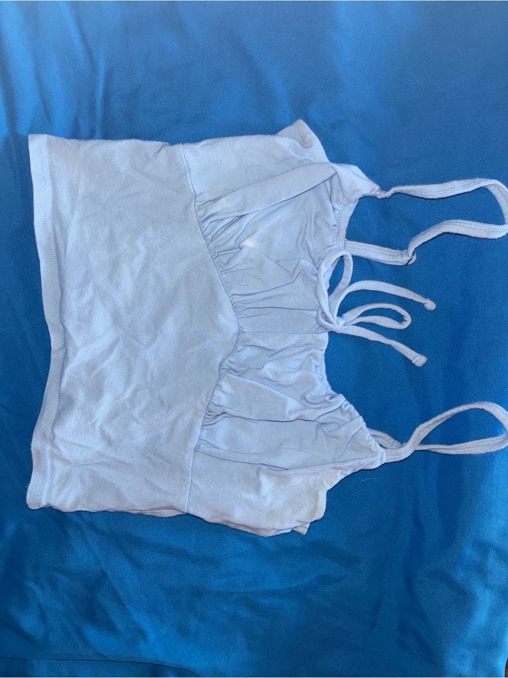 Hollister Light blue Ruched Bandeau Crop Top with Spaghetti Straps